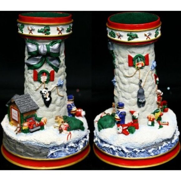 2 Danbury Cheryl Collin Lighthouse Xmas Candlestick Filling Santa Sack Waiting - Picture 2 of 13